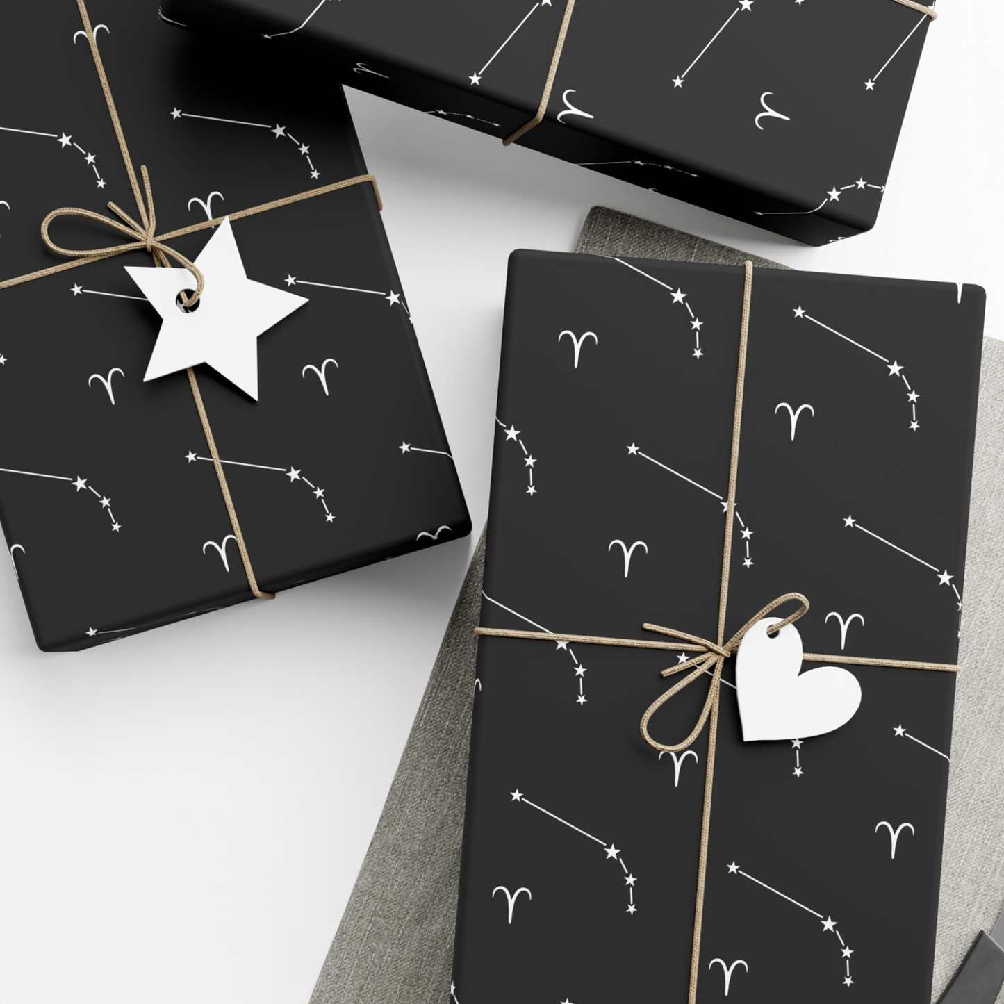 Astrology Aries Gift Wrap in Black