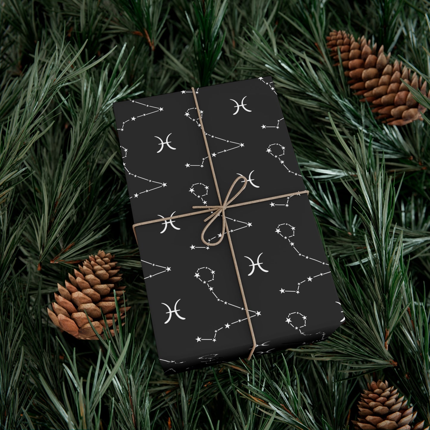 Astrology Pisces Gift Wrap in Black