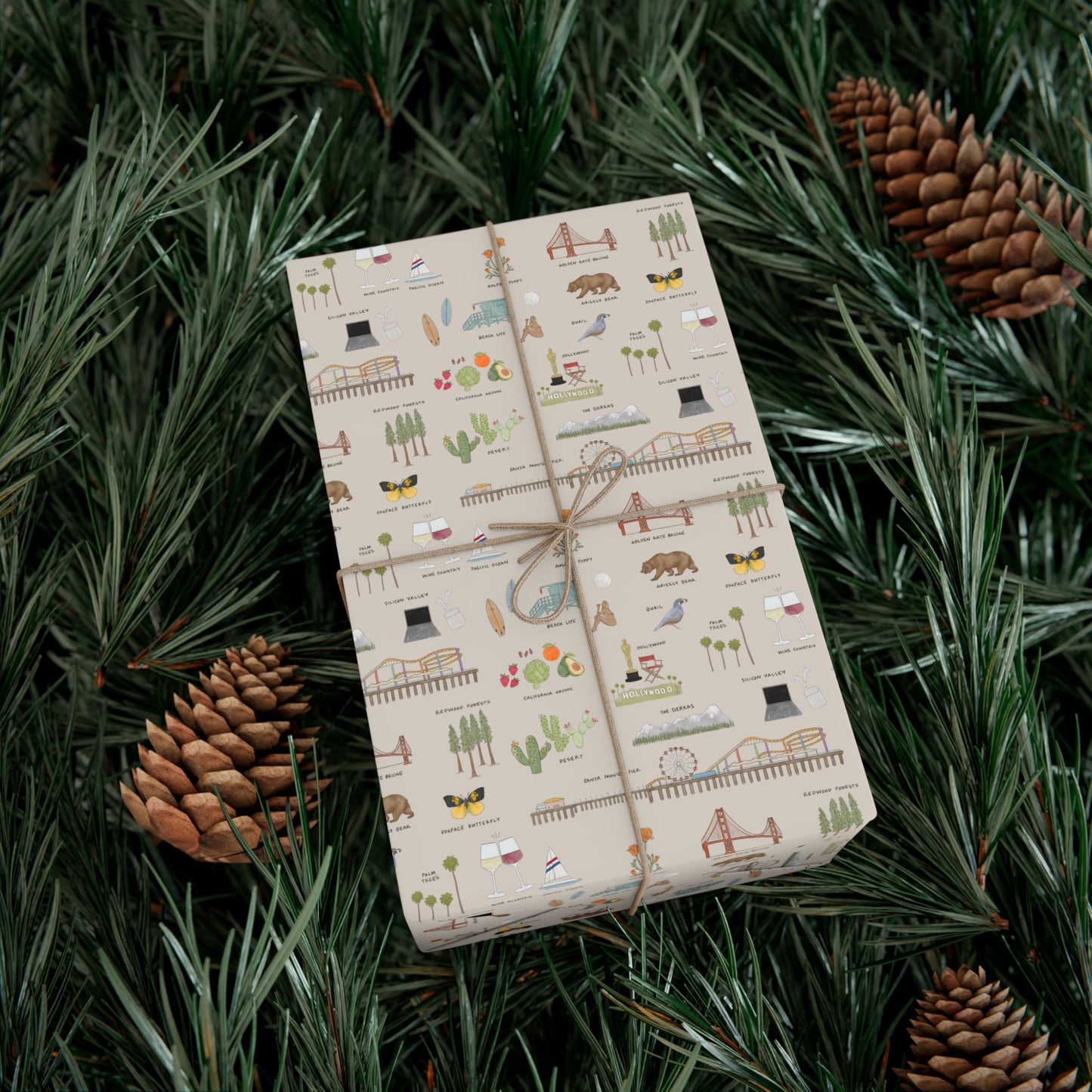 California Gift Wrap in Beige