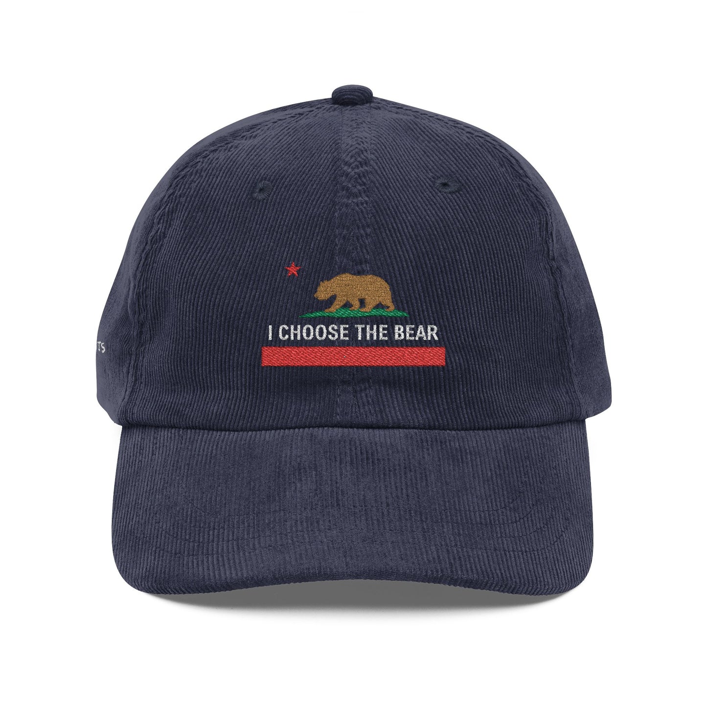 I CHOOSE THE BEAR Embroidered Corduroy Cap