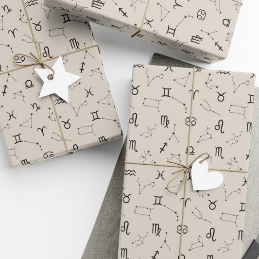 Astrology Gift Wrap in Beige