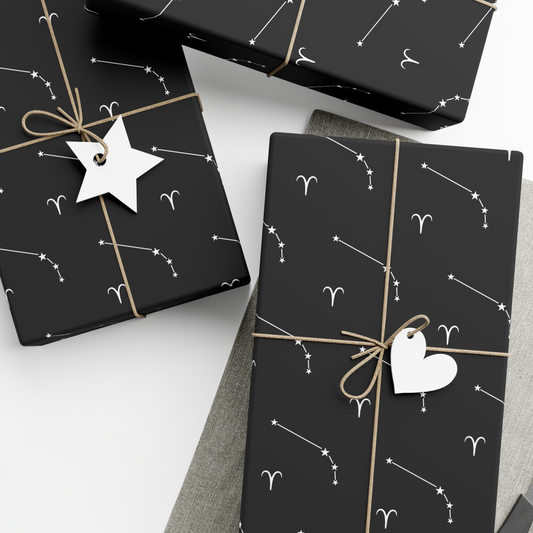 Astrology Aries Gift Wrap in Black
