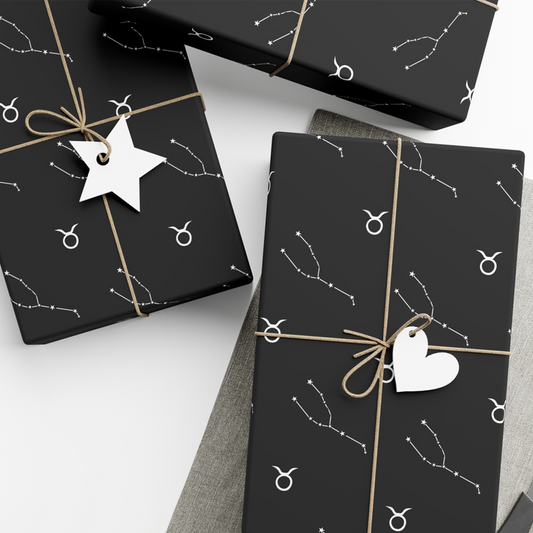 Astrology Taurus Gift Wrap in Black