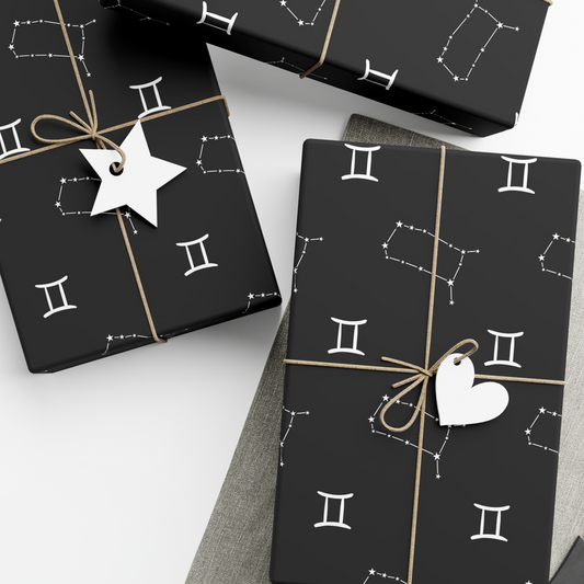 Astrology Gemini Gift Wrap in Black