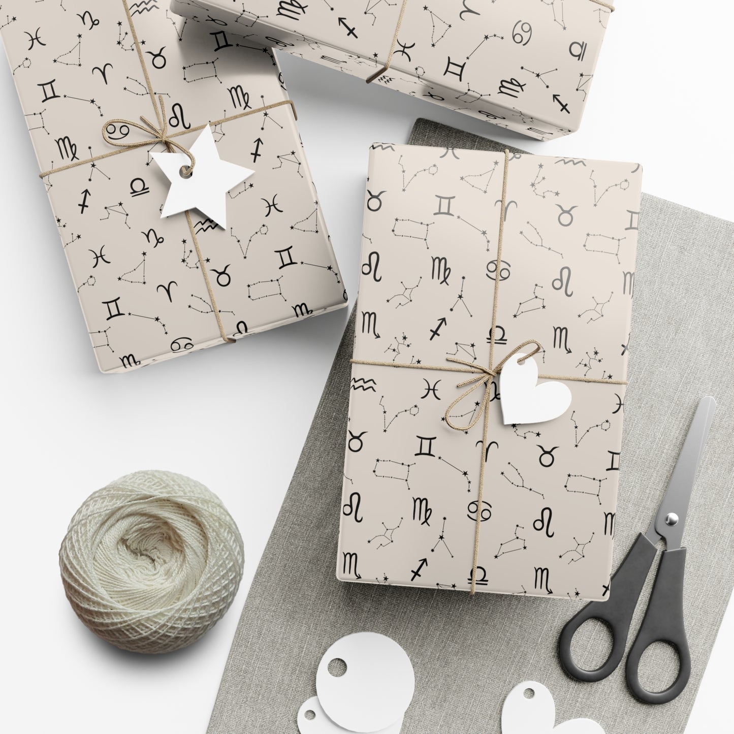 Astrology Gift Wrap in Beige