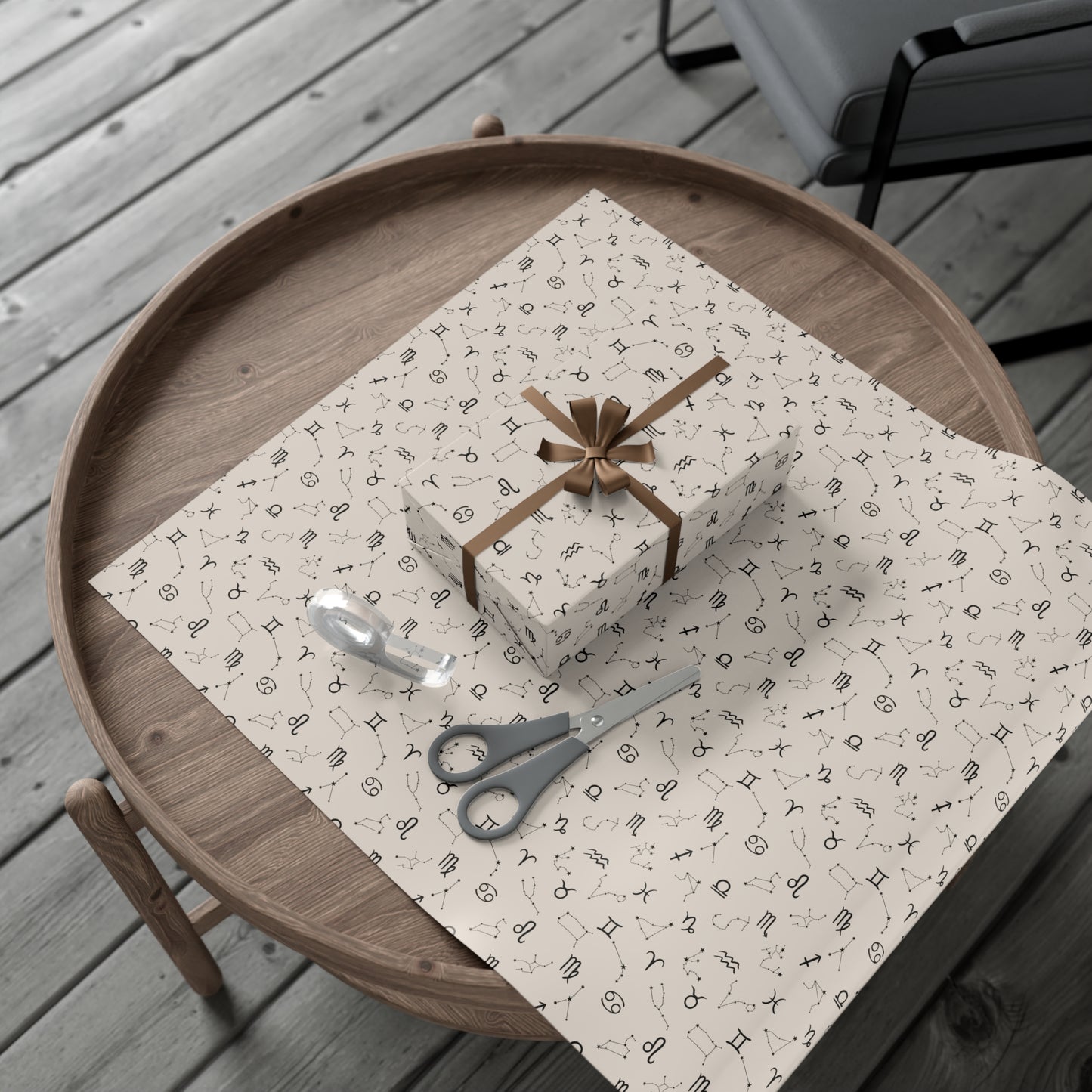 Astrology Gift Wrap in Beige