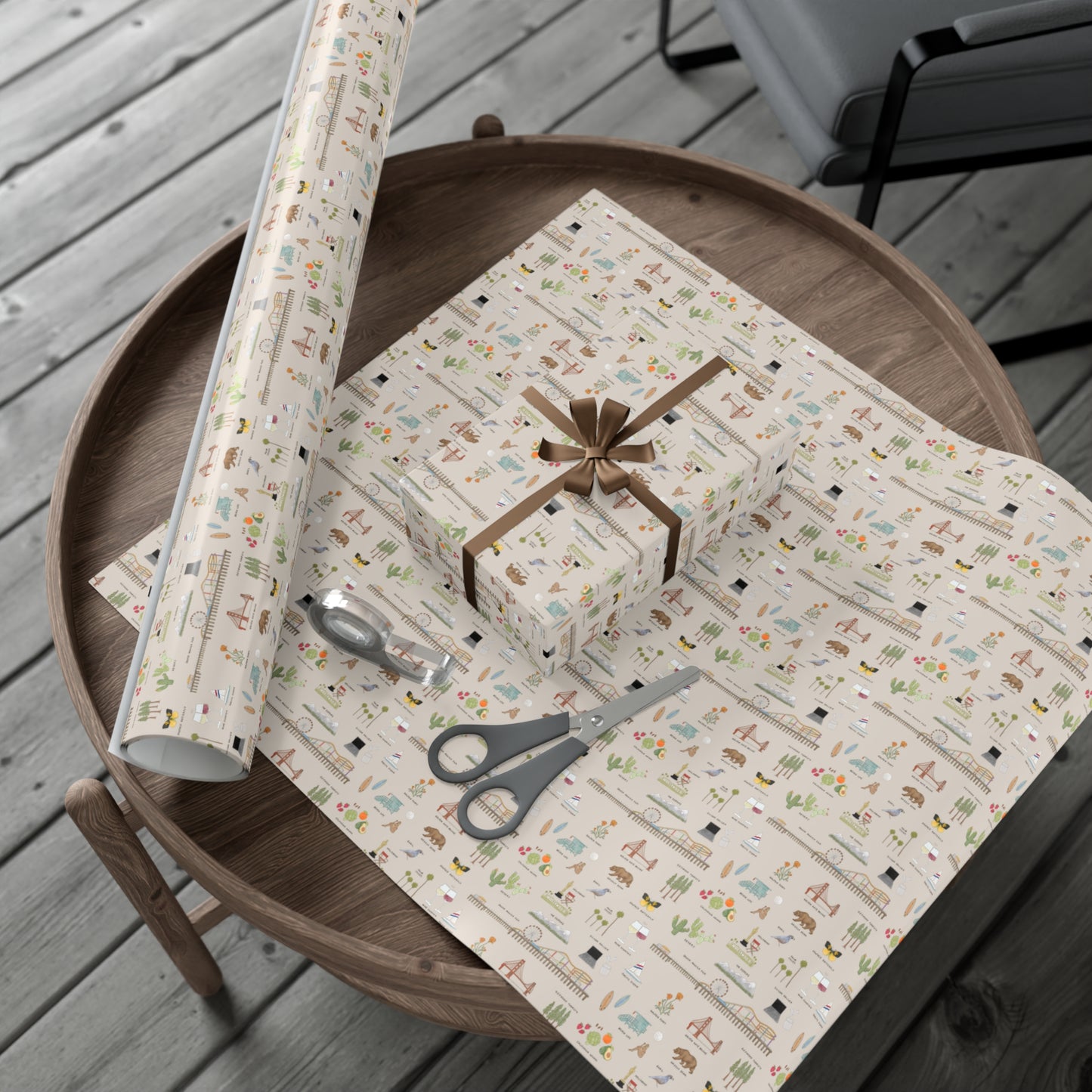 California Gift Wrap in Beige