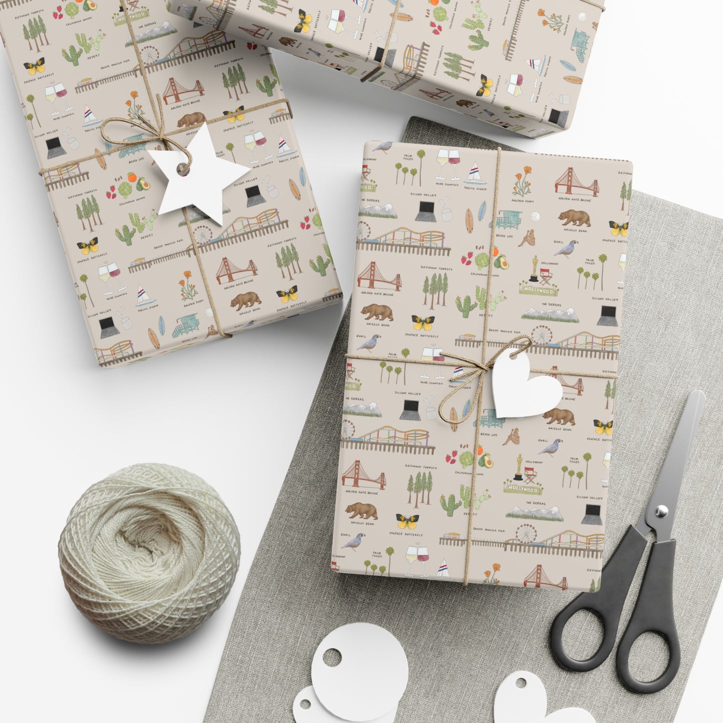 California Gift Wrap in Beige