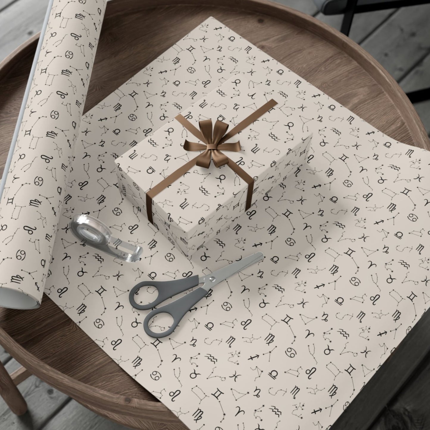 Astrology Gift Wrap in Beige