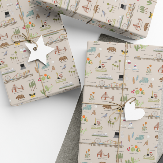 California Gift Wrap in Beige
