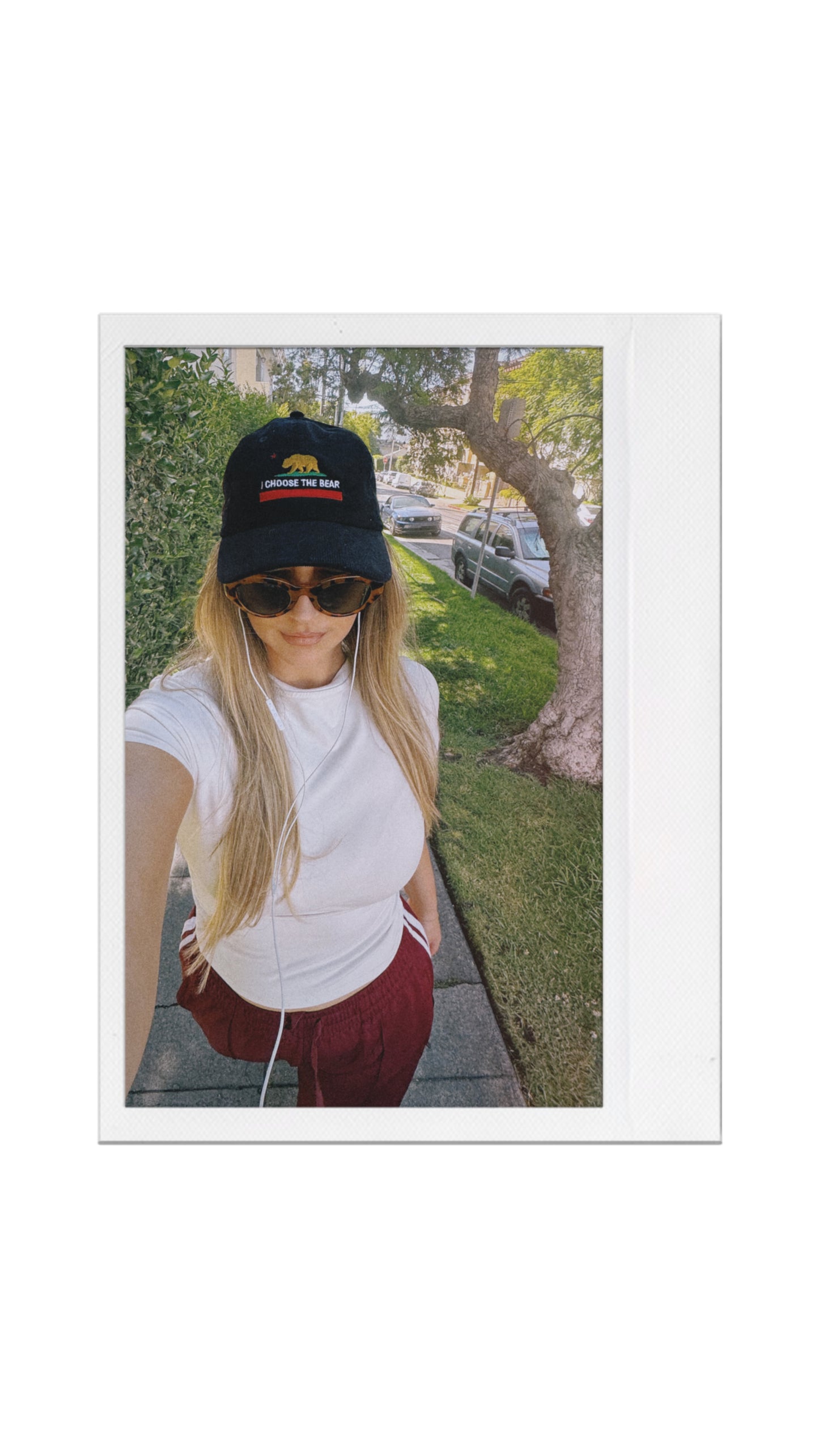 I CHOOSE THE BEAR Embroidered Corduroy Cap